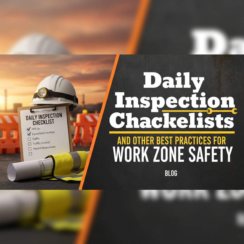 A blog banner for 'Daily Inspection Checklists and Other Best Practices for Work Zone Safety.