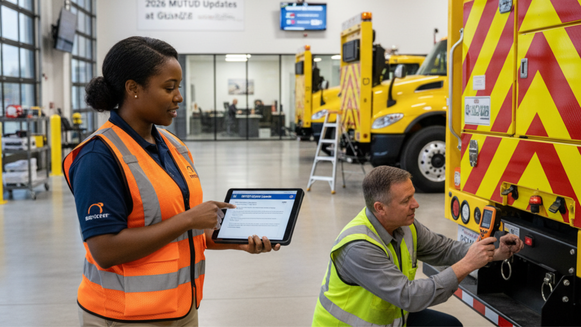 A blog banner image showing two persons with a TMA truck