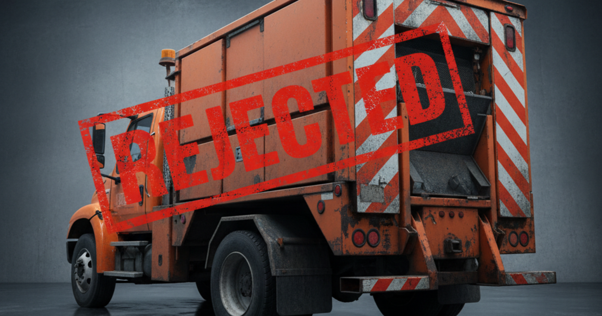 A blog banner image showing a rejected truck